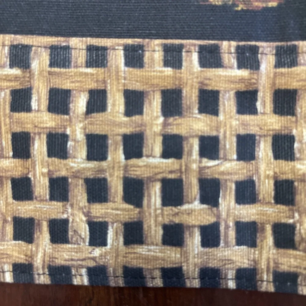 Vintage Waverly Tiki Print Valance Pineapple‎ Palm Tree Tiki Bamboo Hawaii